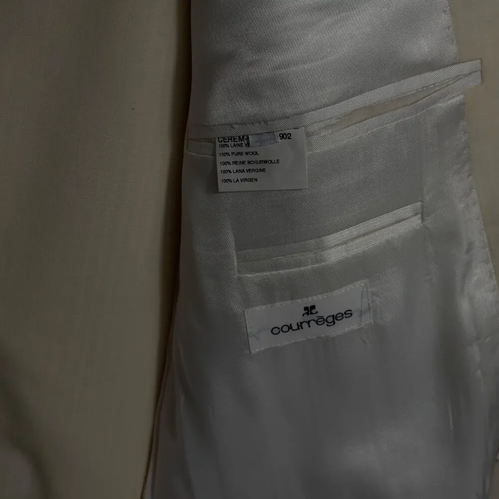 NWT Courrèges Homme Ivory Virgin Wool 2 Piece Suit EU 47 French Designer